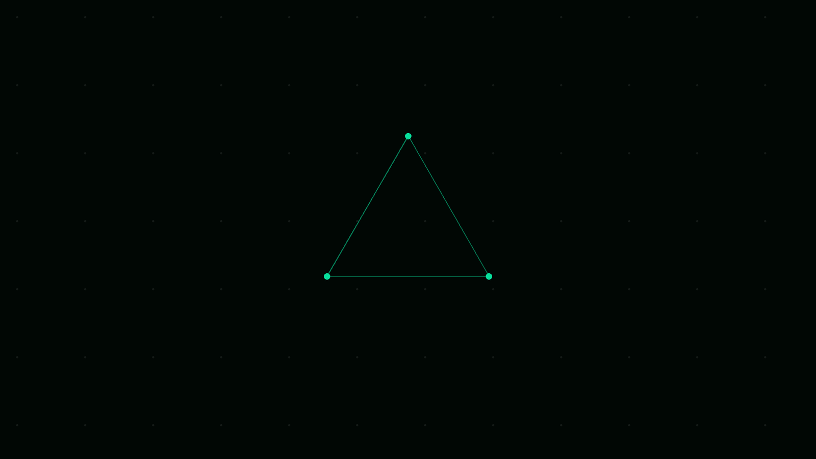 A clean abstract dark background with a faint dot grid and a small mint triangle hinting at the 3-way link structure.